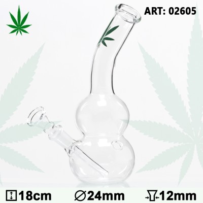 Small Leaf Double Boubble Glass Bong