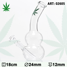 Small Leaf Double Boubble Glass Bong Small Leaf Double Boubble Glass Bong