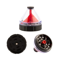 Dope Bros Funnel Grinder 2-teilig D:50mm mit Schauglas rot Dope Bros Funnel Grinder 2-teilig D:50mm mit Schauglas rot